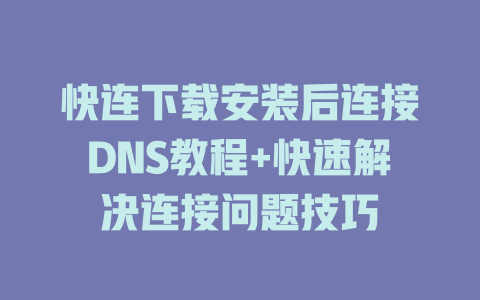 快连下载安装后连接DNS教程+快速解决连接问题技巧 二