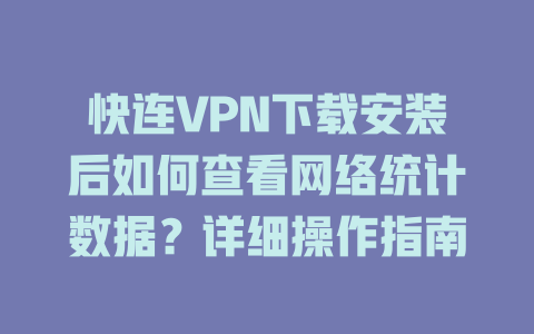 快连VPN下载安装后如何查看网络统计数据？详细操作指南 二