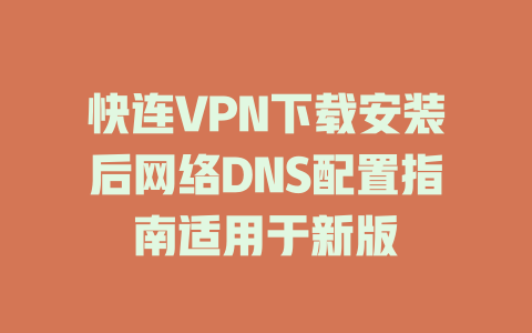 快连VPN下载安装后网络DNS配置指南适用于新版 二